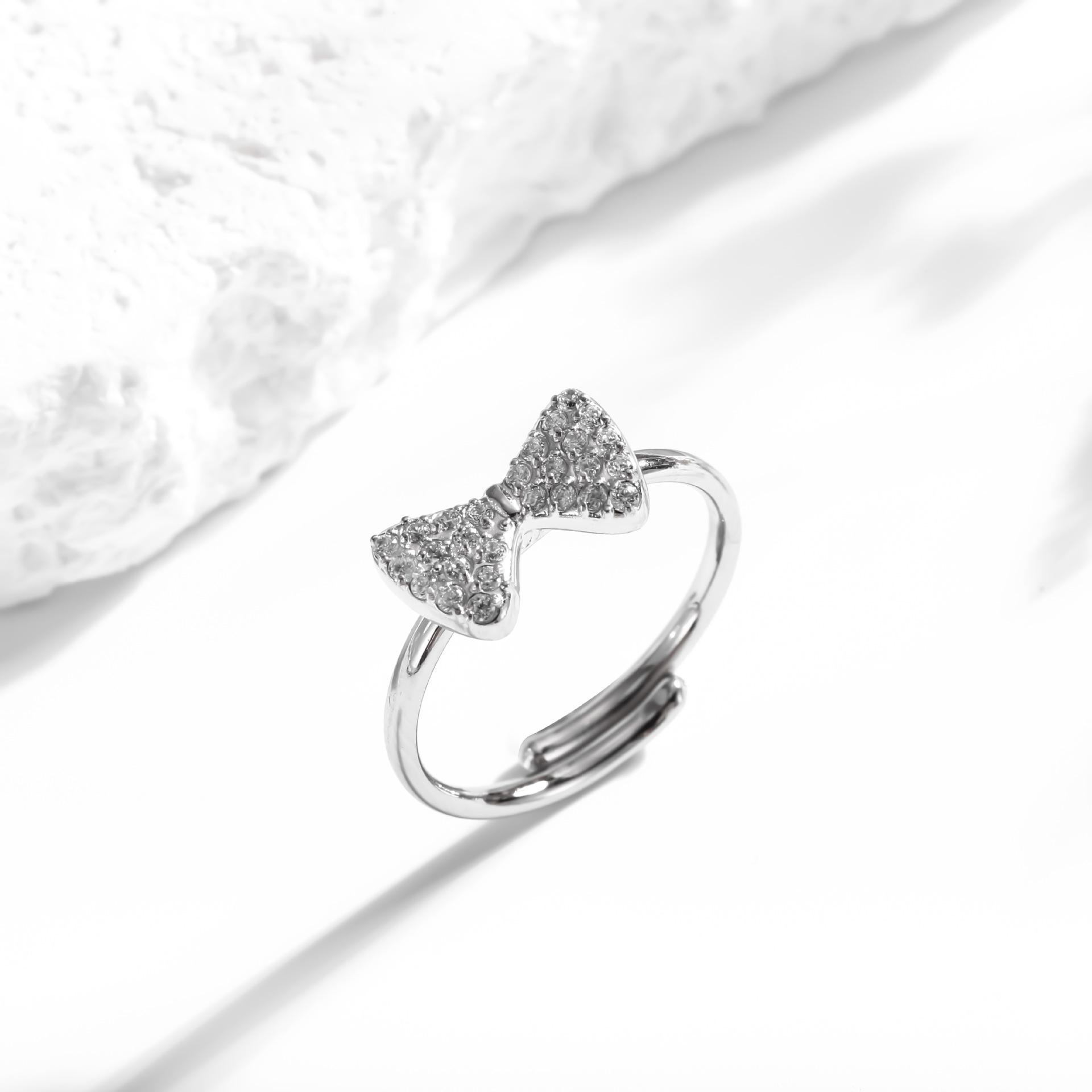 Mothers Day Gifts Bow Rings for Women Mother Daughter Cubic Zirconia Bow Knot Tie Ring Cute CZ Friendship Promise Stack Ring Anniversary Birthday Jewelry Gifts for Sister