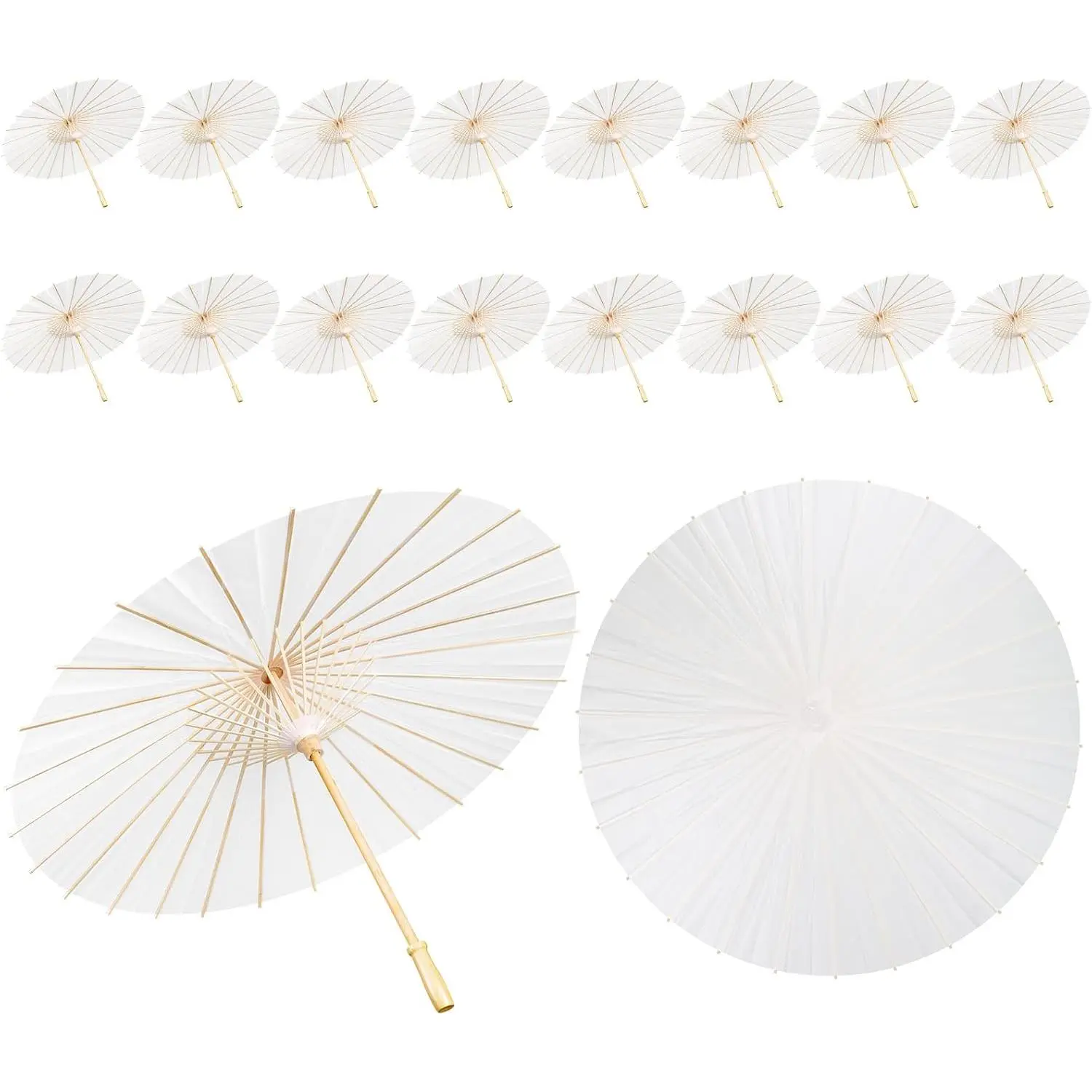 4/8/16 Picese 33 Inches Paper Umbrellas for Weddings Large Parasol Umbrellas White Chinese Japanese Oiled Umbrella DIY Painting Paper Umbrella for Wedding Props Bridal Party Décor