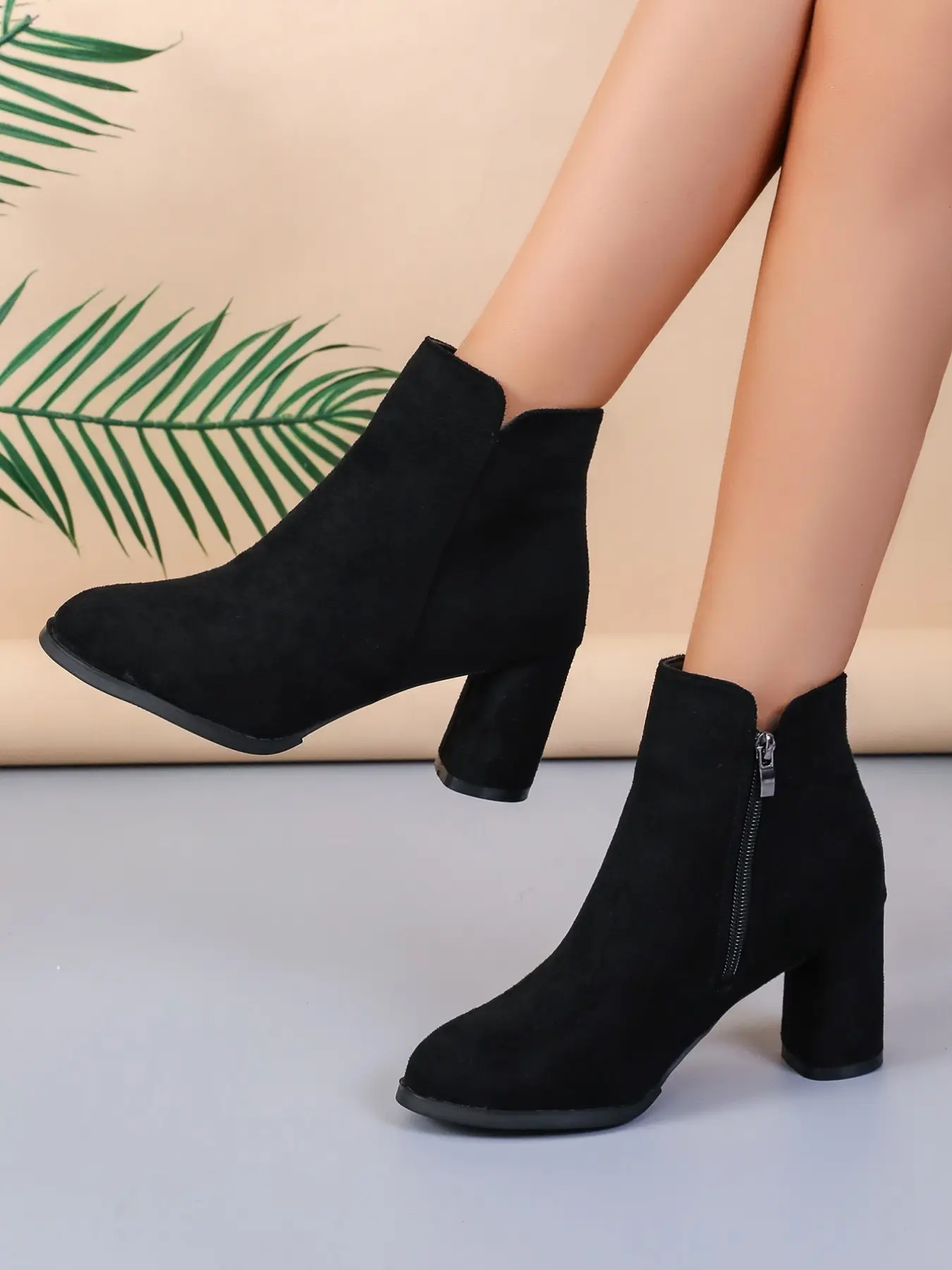 Vintage Frosted Pointed Toe Chunky Heel Fashion Boots, Elegant Slimming Versatile Fall Winter Women's Ankle Boots