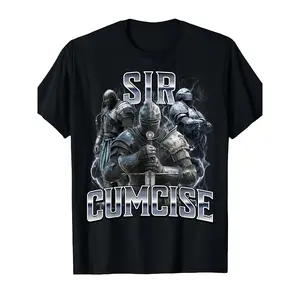 Men's & Women's Medieval Knight Graphic T Shirt Soft Heavyweight Crew Neck Tee with SIR Cumcise Design Retro MedievaSame Style for Men and Women 2026 Summer Short-sleeved Printed T-shirt 180G