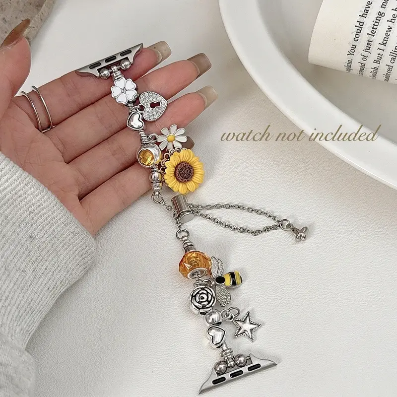 Adjustable Women's Daisy Bee Pattern Strap Compatible with Apple Watch, Fits Series 1-11 & Ultra 1-3 Se, Perfect Gift for Parties and Daily Wear (Band Only)