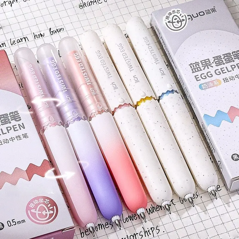 3-Pack Twist Extend Gel Pens Set, Cute Egg Shape 0.5mm Fine Point Ink, Fast-Drying Smooth Writing, Ideal for Students, Exams, Office Notes
