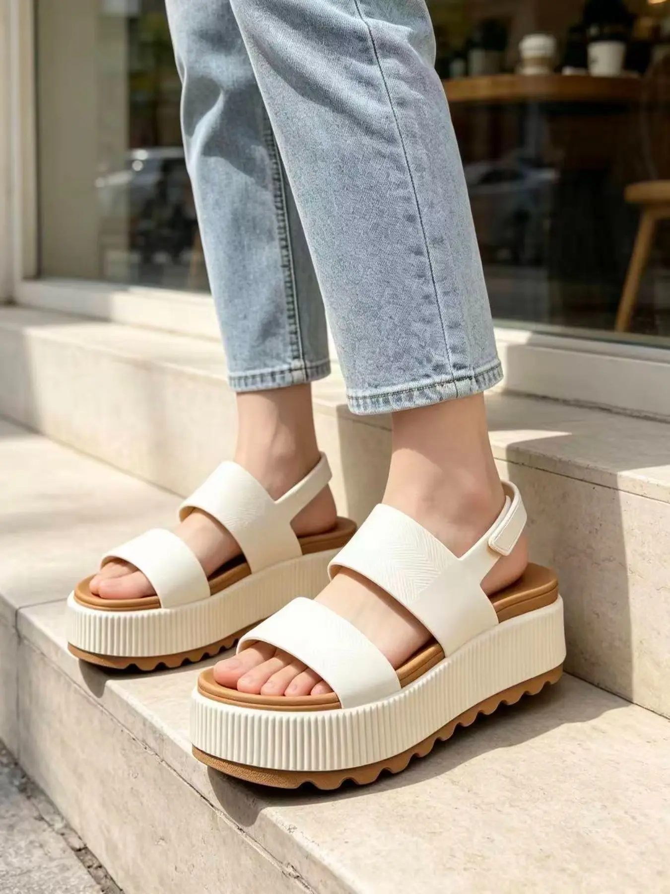 Women's Summer Thick Sole Sandals, Casual Slip-On Design, Comfortable Footwear for Daily Wear, Ideal for Warm Weather
