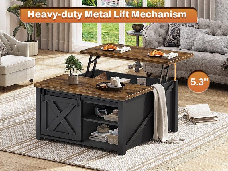 Sikaic 31.5 Inches Lift Top Coffee Table with Hidden Storage Black