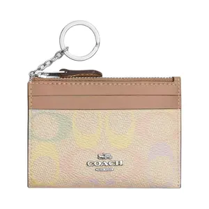 COACH Skinny ID Case 11 with Zip-Top Closure – Signature Coated Canvas Faux Leather Cardholder for Women, Multicolor