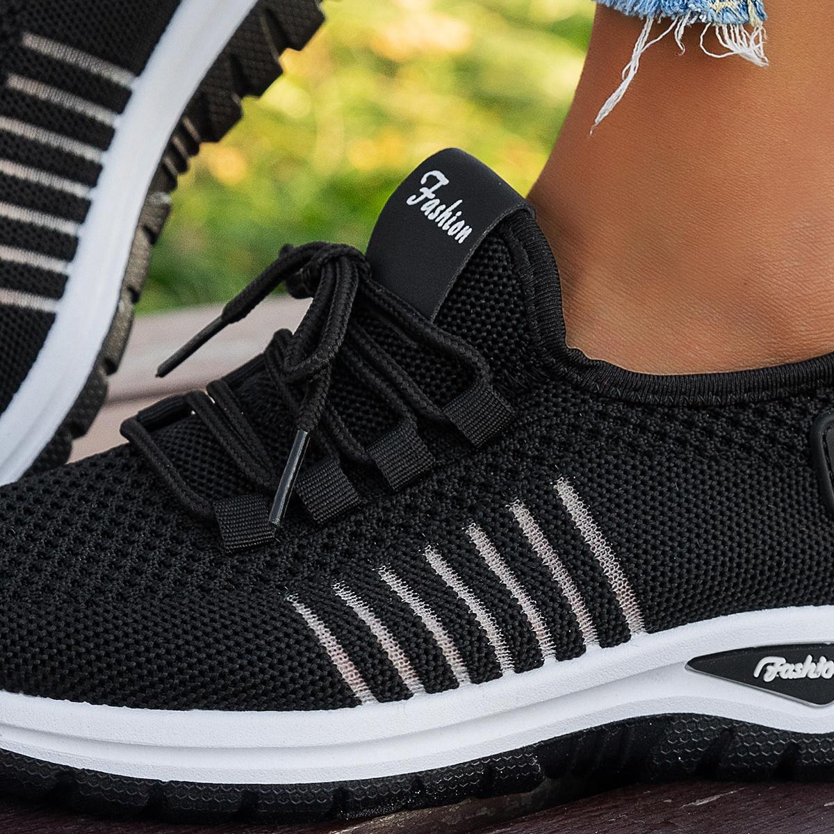 Women's Breathable - Sneakers with Stability - / Grey Solid Color Lace-Up Walking Running Gym Shoes, Cushioned PVC Sole & Mesh Upper for Outdoor, Commute, Casual Wear - Minimalist Versatile Athletic Footwear