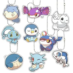 Anime Manaphy Vaporeon Piplup Tyrunt Cartoon Acrylic Keychain Accessories Q Version Peripheral Bag Pendant Charm Gifts Toys
