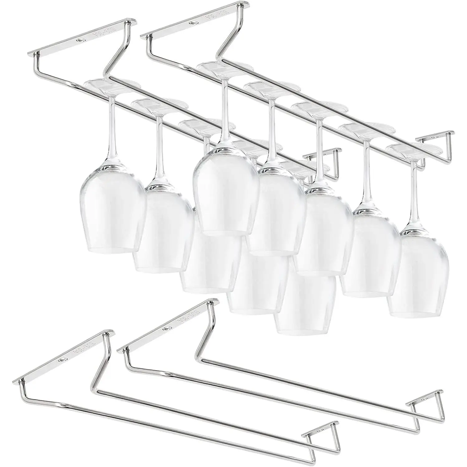 15.7 Inch Stainless Steel Wine Glasses Rack Under Cabinet Stemware Rack, Rust Resistant