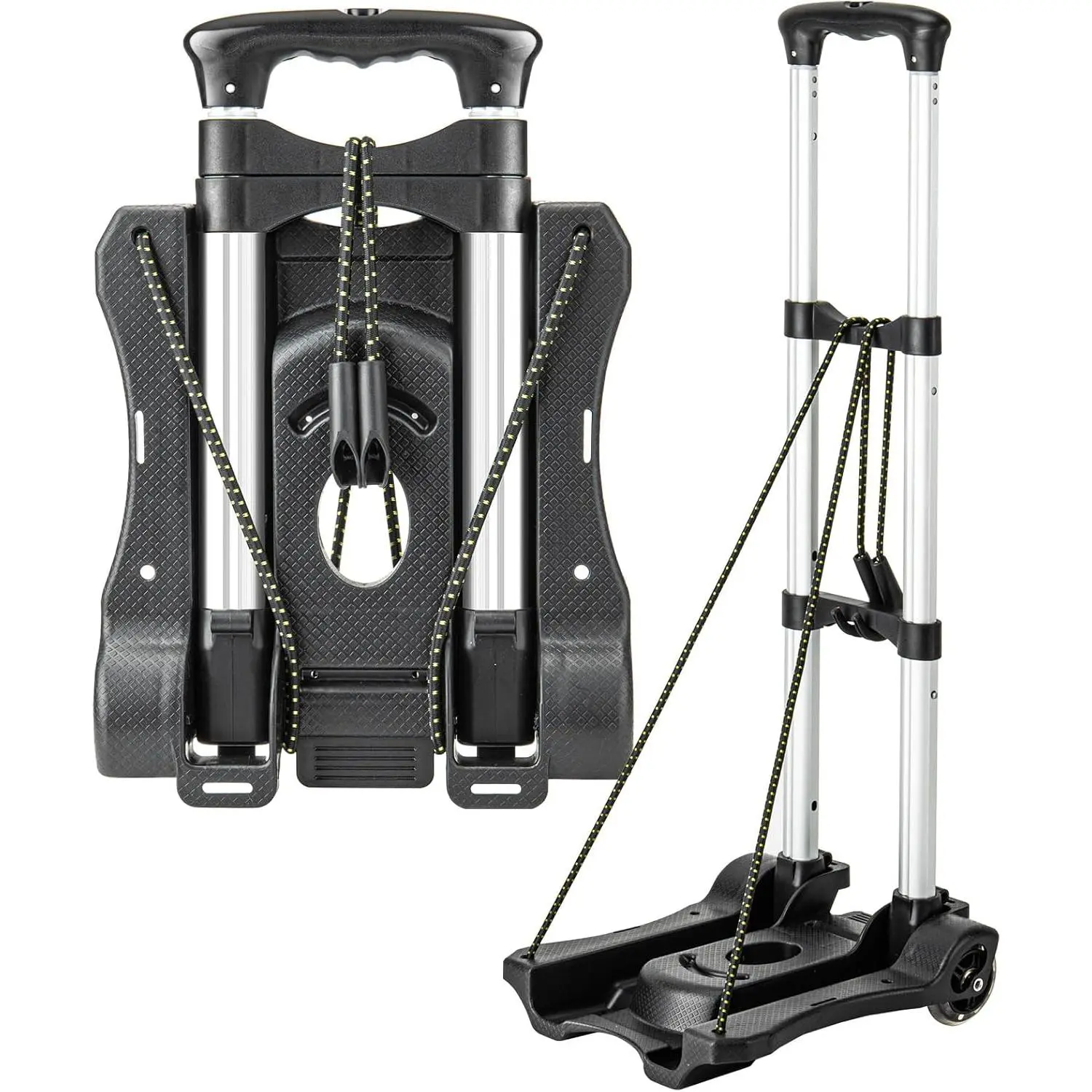 Small Folding Hand Truck Dolly with 2 Wheels, Lightweight Aluminum Foldable Luggage Cart, Collapsible Portable Dolly for Airport Travel Moving Use