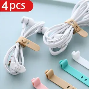4Pcs Silicone Cable Organizer – Reusable USB Cable Ties, Anti-Loss Headphone & Charger Cable Winder. Perfect for Travel & Storage. Great Gift for Organizers.