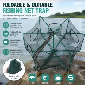 Foldable reinforced durable fishing net cage, suitable for carp, catfish, shrimp, and crab traps