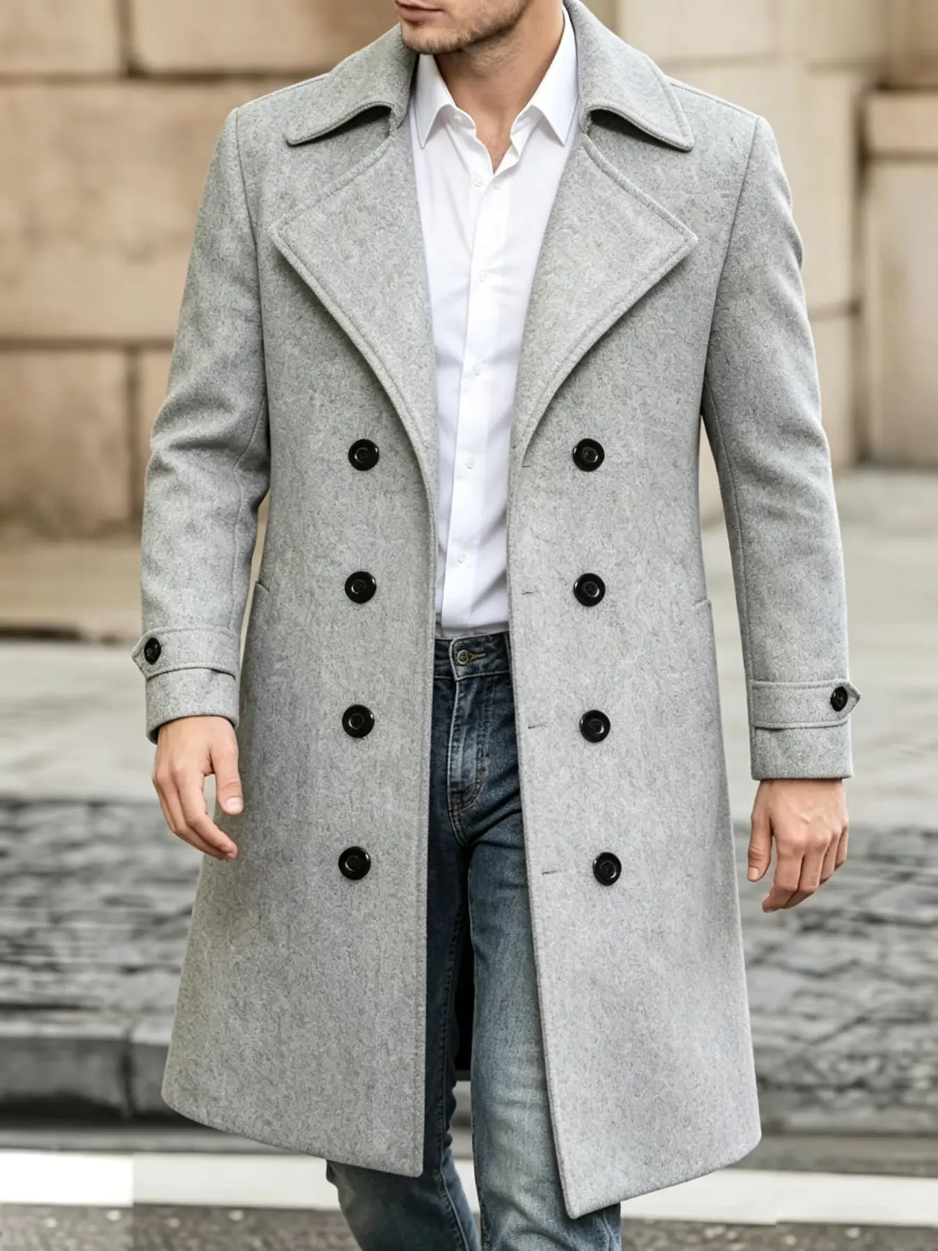 2026 American Men's Fashion Casual Thick Wool Coat, Comfortable Loose Fit Daily Commute Blazer, Stylish Two-Buckle Design