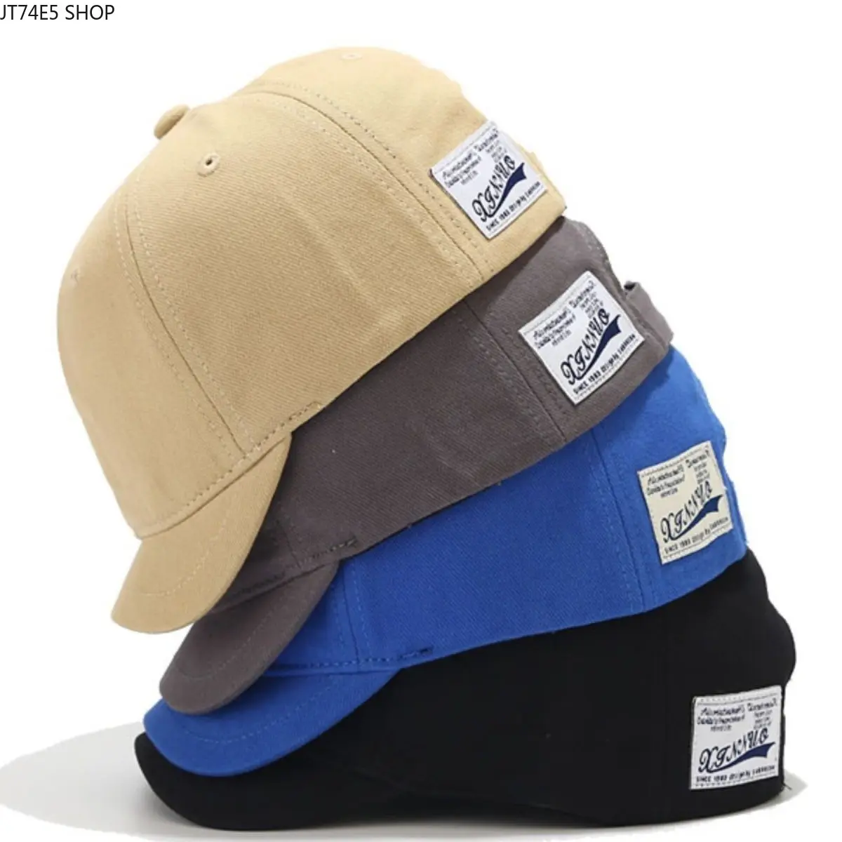 Unisex Japanese Retro Sticker Short Brim Baseball Cap - Breathable Soft Fabric, Compact Shape, Retro Labels, Versatile Spring Summer Daily Wear Hat