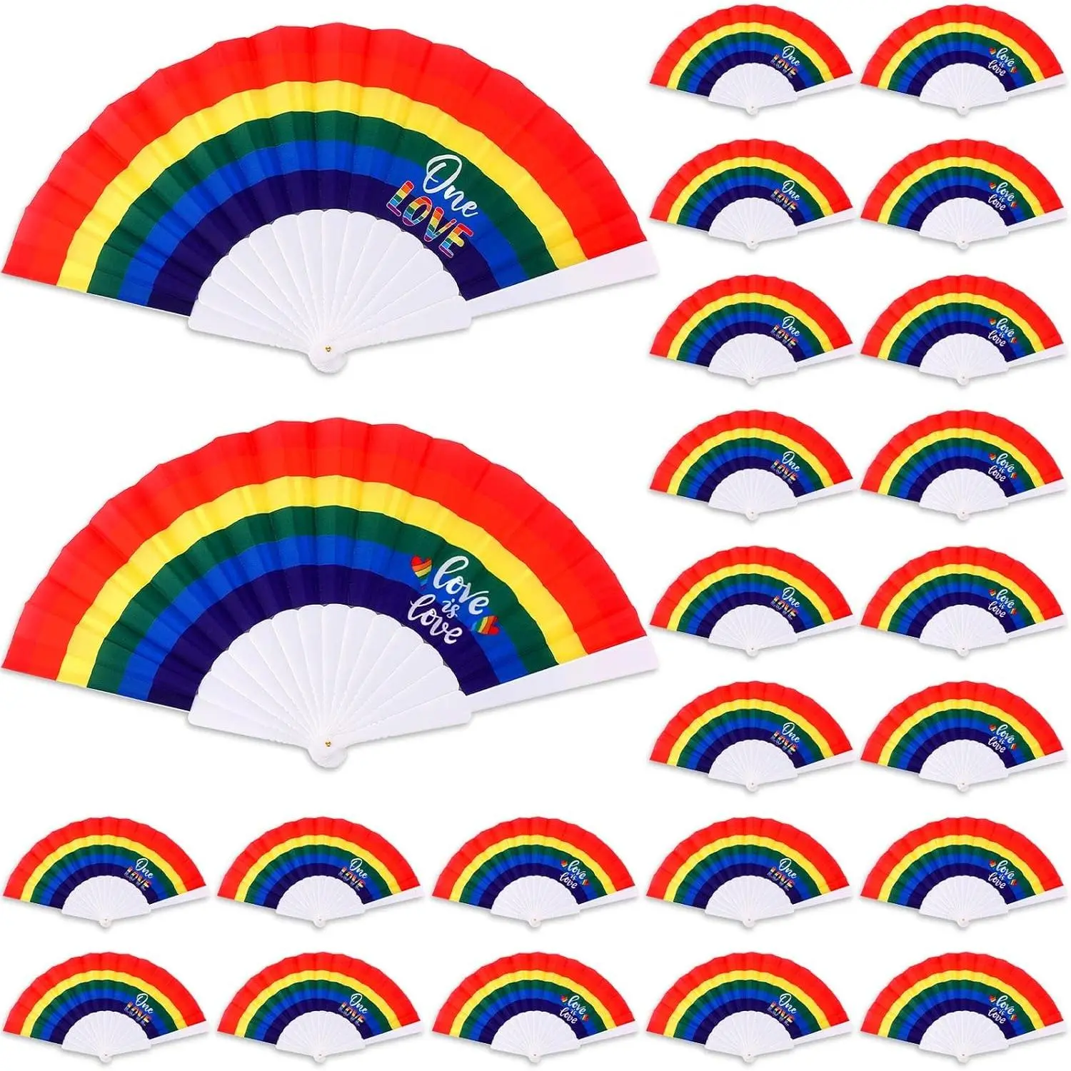 24 Pcs Pride Month Rainbow Folding Fans LGBTQ Colorful Hand Held Fan LGBT Rainbow Fan Rainbow Pride Accessories for Men Rave Pride Parades Dance Festival Gifts