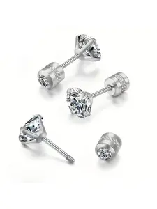 Titanium steel double-ended diamond stud earrings, zircon ear cartilage studs, stainless steel stud earrings