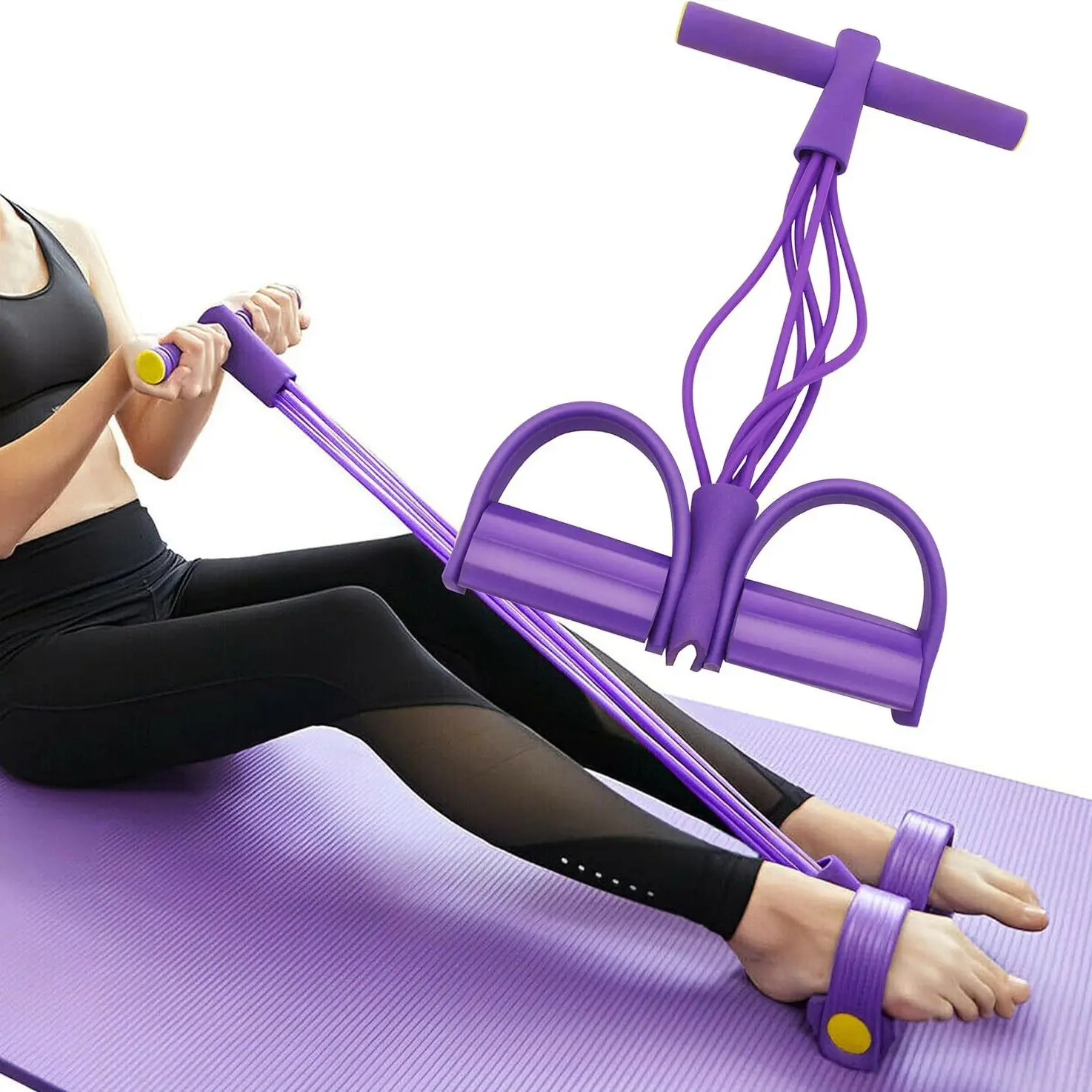 Popular six-tube upgraded sit-ups, abdominal yoga fitness tension rope, multi-functional pedal puller