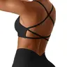 Women's Solid Criss Cross Backless Sports Bra, Yoga Sports Bra, Breathable Comfortable Removable Chest Pads Sports Bra, Ladies Sportswear for Indoor Outdoor Wear, Gym Clothes, Strappy Sports Bras, Sportsbra, Workout Clothes, Fitness Clothes