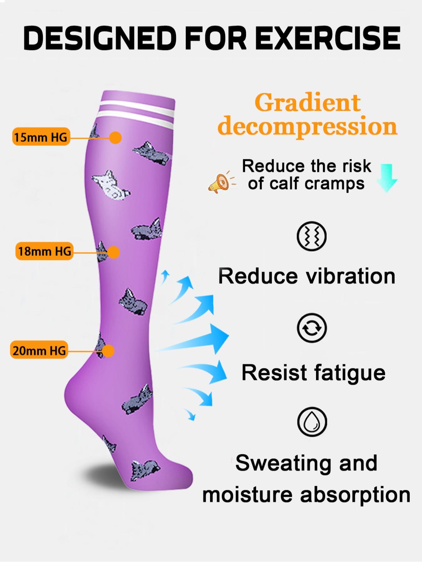 8 Pairs Unisex's Compression Socks, Compression Athletic Socks for Running, Nurses, Pregnant Women, Comfy Breathable Sports Socks for Daily Wear