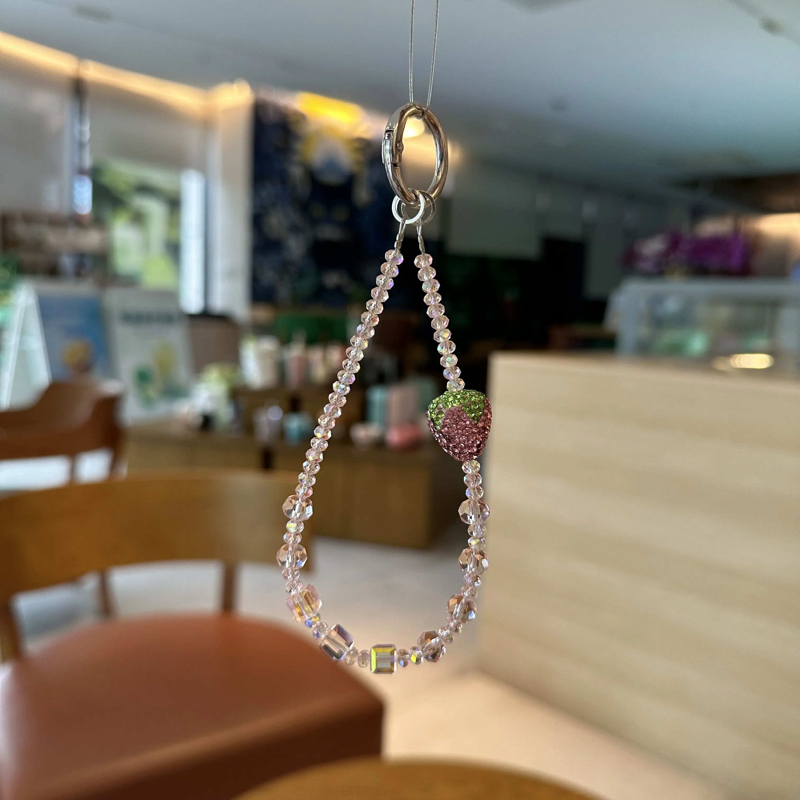 Strawberry mobile phone chain keychain steel sheet DIY