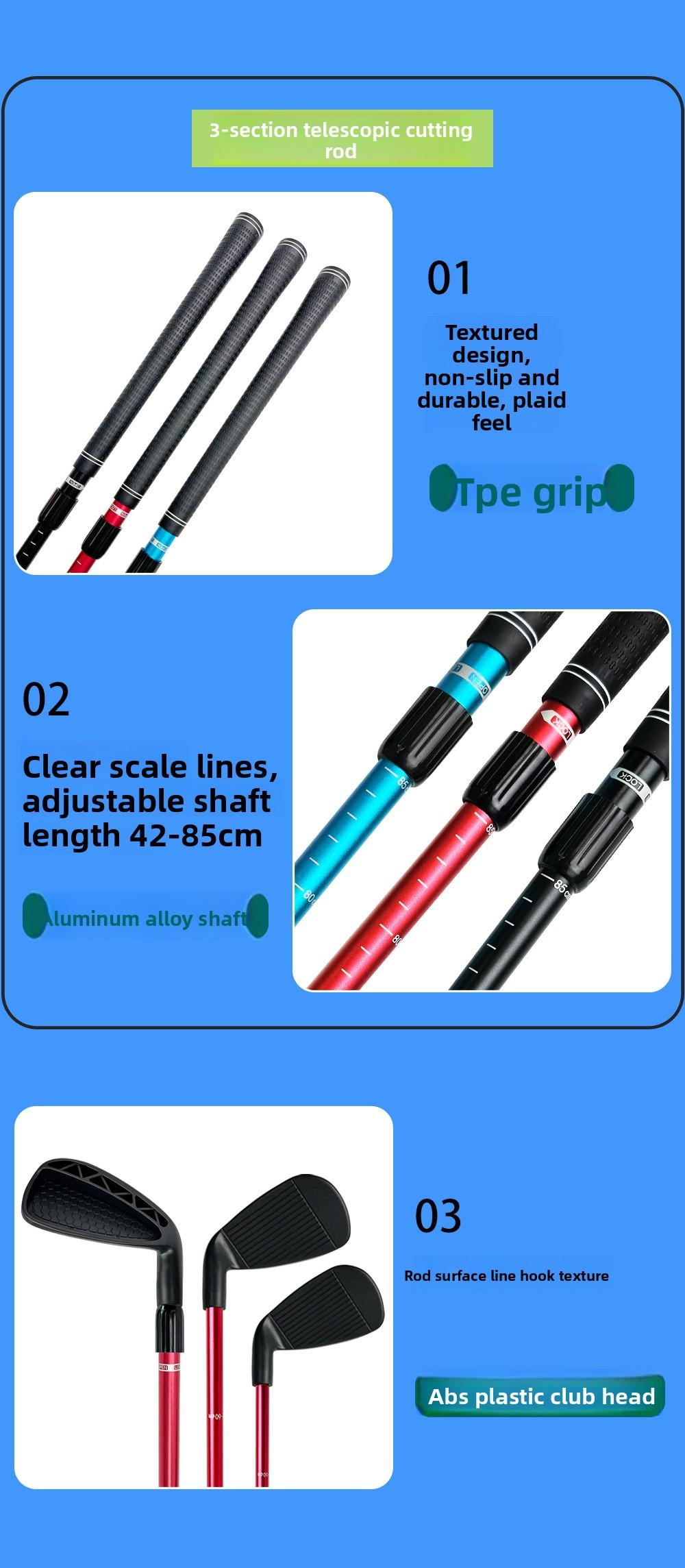 Outdoor Golf Three-Section Telescopic Chipping Club Extendable Practice Club for Indoor & Outdoor Use