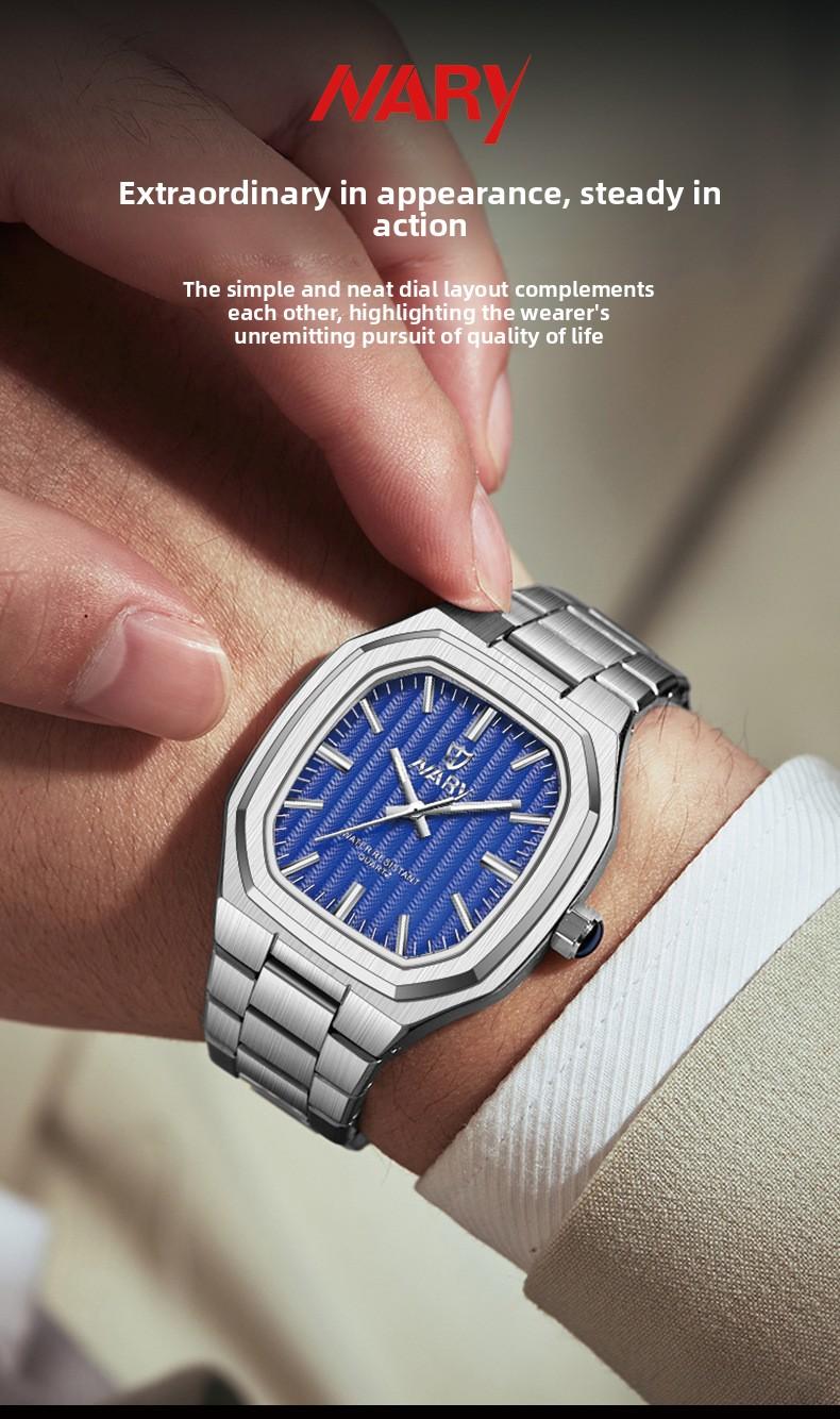 Men's Luxury Gold Square Quartz Watch - Stainless Steel Band, Water Resistant, Gold Textured Dial, Luminous Hands, Business Casual Dress Wristwatch, Perfect Gift for Him