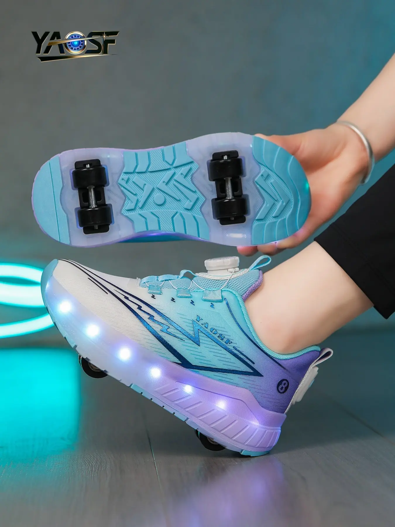 Yaosf Kids Skate Shoes LED Light Up, Unisex Roller Skates for Boys & Girls, Comfortable Outdoor Sports Shoes, Perfect Birthday Gift