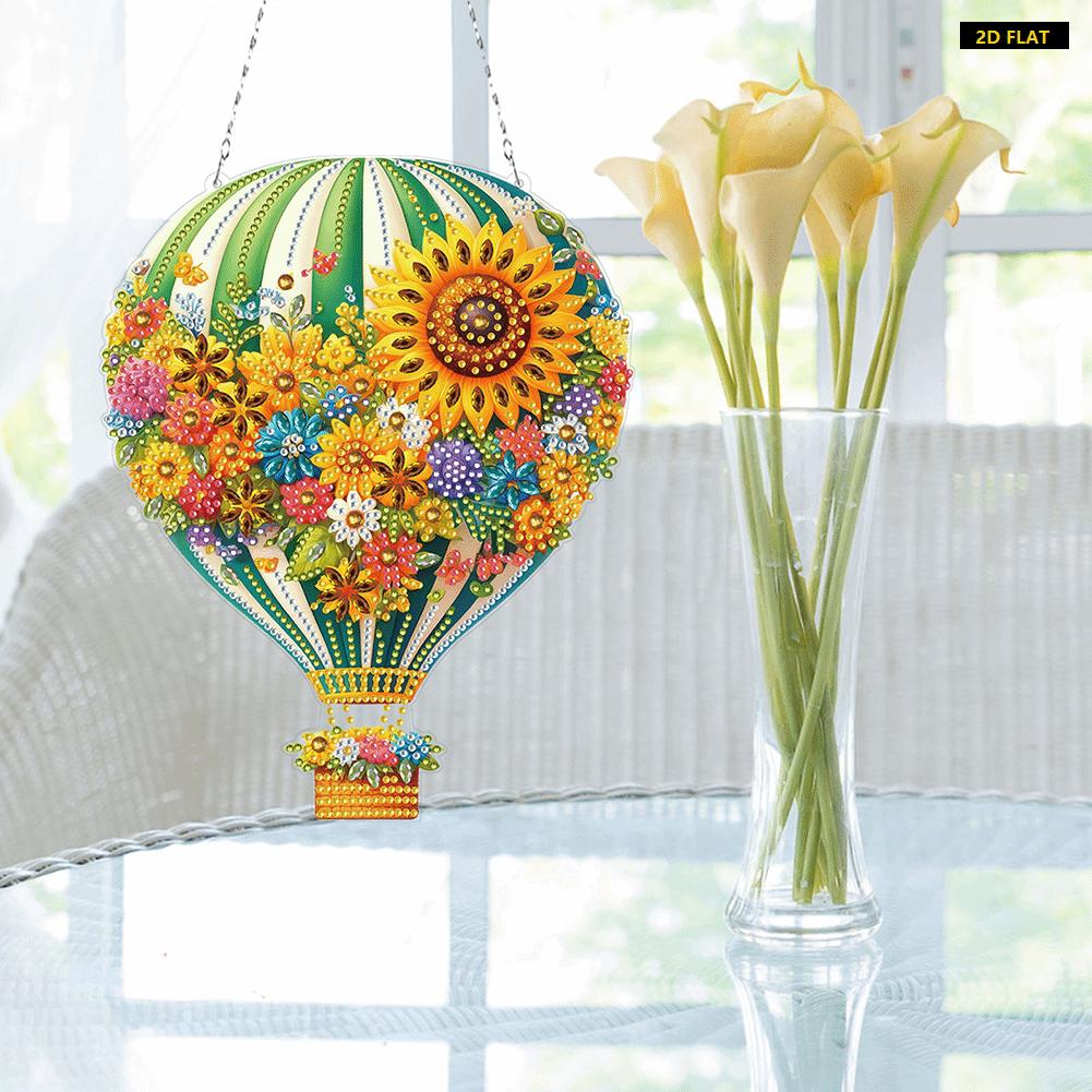 2D FLATFlower Hot Air Balloon Theme 2D Flat DIY Special Shape Rhinestone Diamond Art Window Pendants Diamond Painting Set Hanging Diamond Diamond Painting Kit is Suitable for Decorations. Create Unique DIY Handicrafts, Making Gifts Distinctive and Unique!