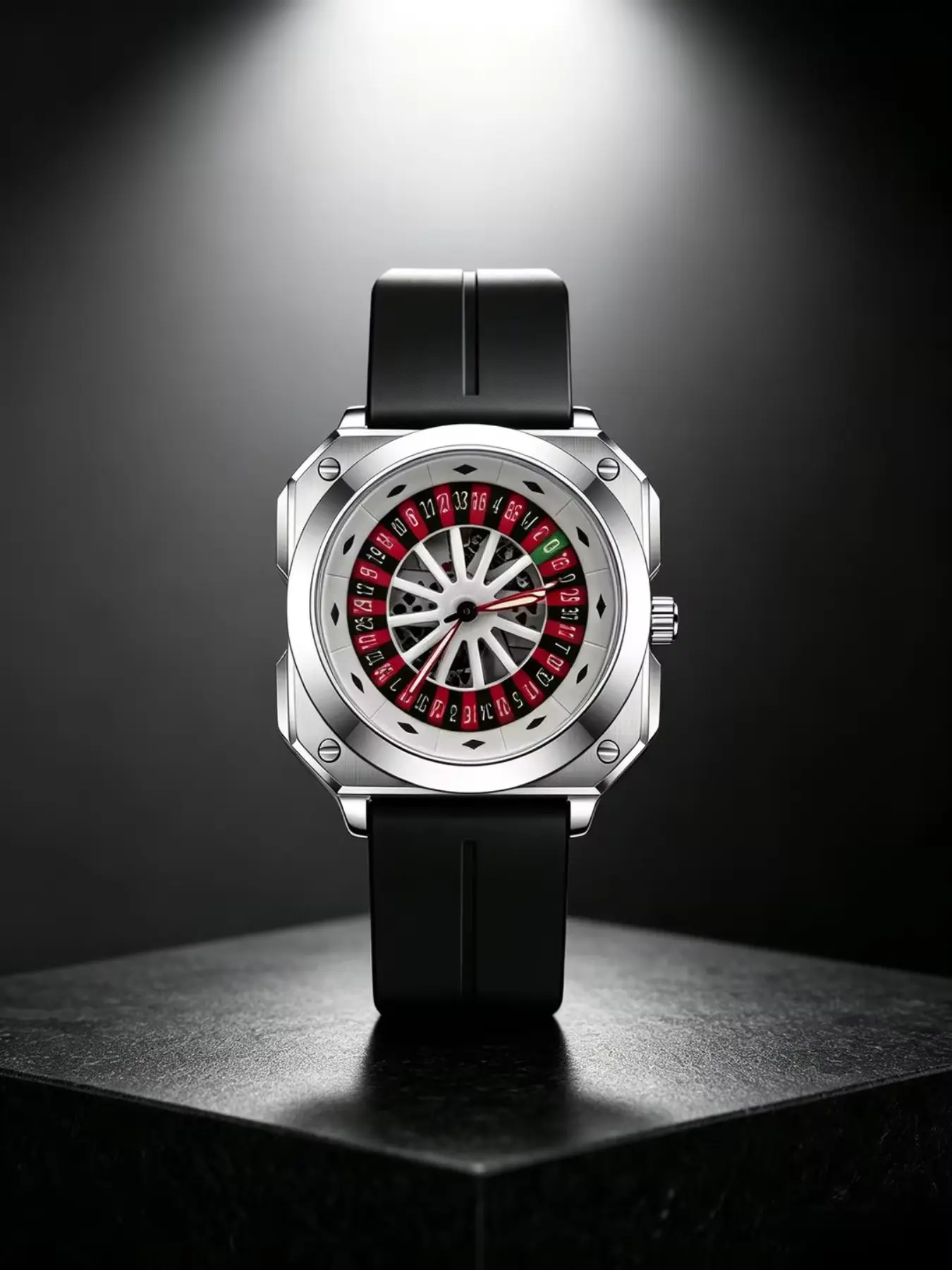 Luxury Men's Watch, High-Quality Quartz Movement, Stainless Steel Classic Wristwatch, Fashionable European Roulette Poker Game Design