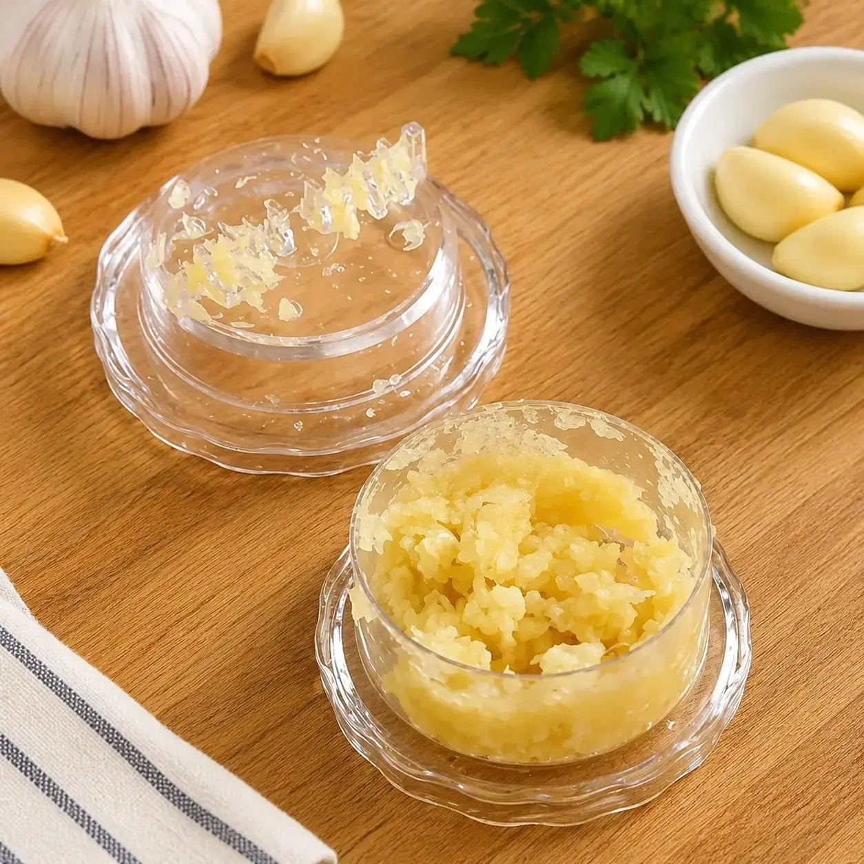 Manual Garlic Twister Chopper, Multifunctional Hand Mincer Masher for Garlic, Onion, Ginger, Herbs & Nuts, Impact Resistant Mini Kitchen Prep Tool