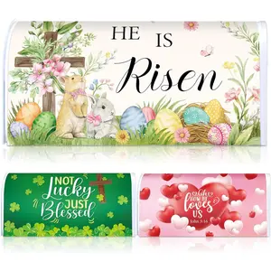 3 count Christian Easter  Mailbox Covers  Standard Size18 x 21 Inch Happy Spring Easter  Letter Box Cover for Garden Yard Outdoor Decor