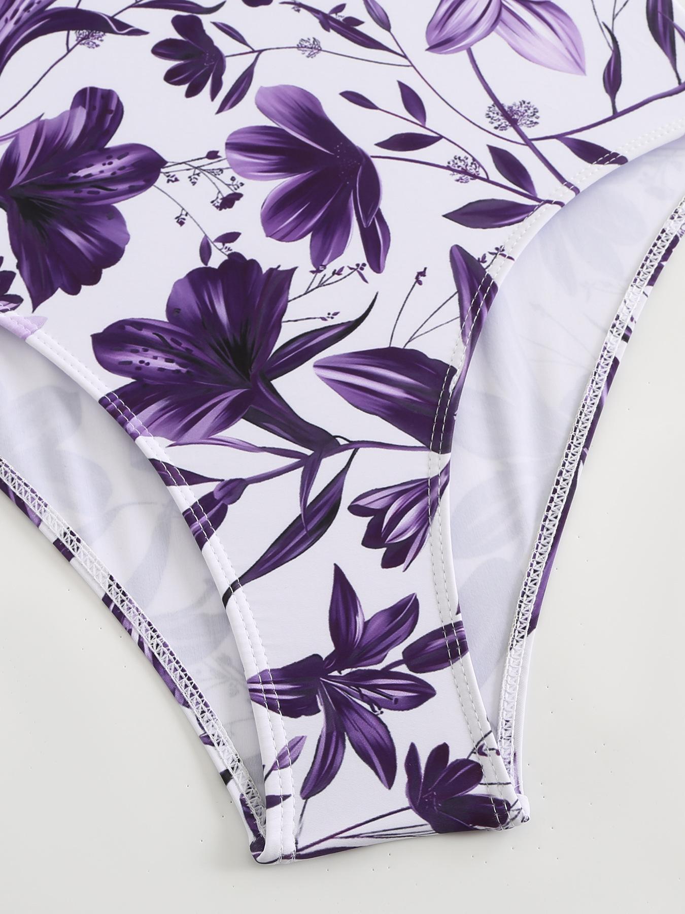 Women's V Neck Bohemian Print One-Piece Swimsuit and Matching Cover Skirt Set Summer Swimdress Swimming Vacation Beach Bathing SuitSuit Stylish Beachwear