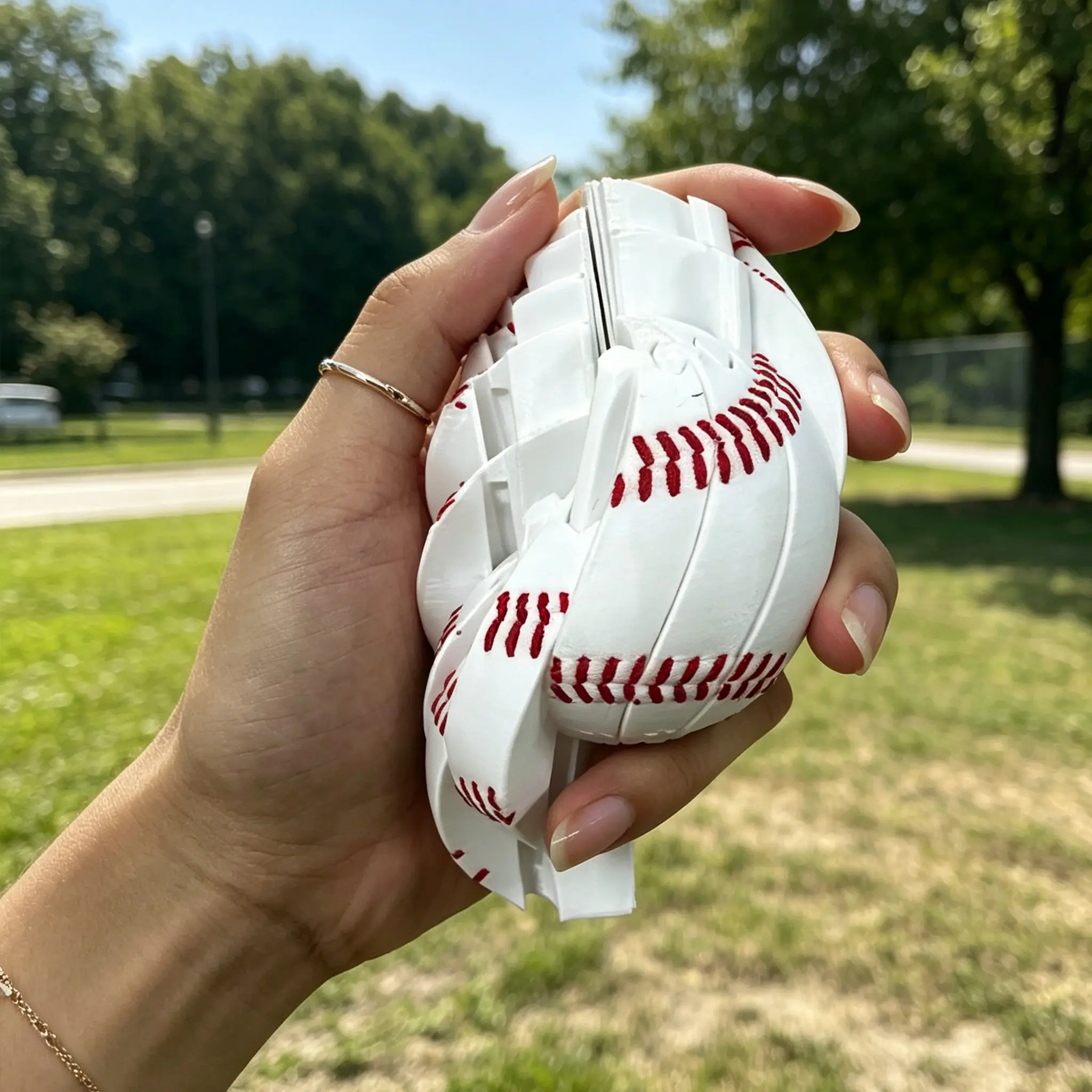 Baseball Fidget Ball Toy, 3D Printed Stress Relief Desk Ornament, Anxiety Relief Sensory Puzzle, Portable Handheld Focus Ball, Stress Ball Fidgets for Teens and Adults