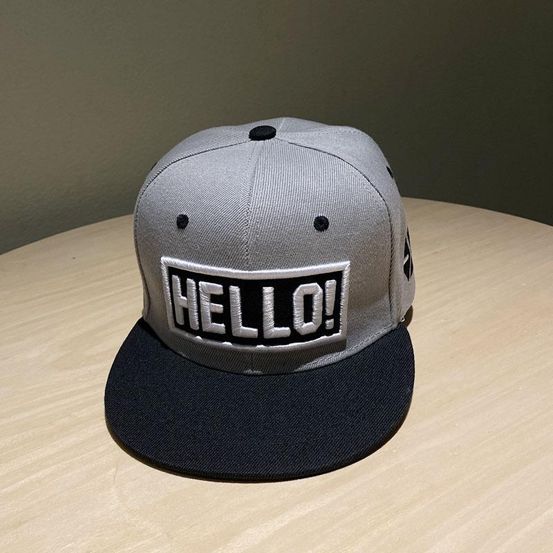Cross-border new trendy street hip-hop hat with letter print, flat brim, unisex, adjustable - HELLO model