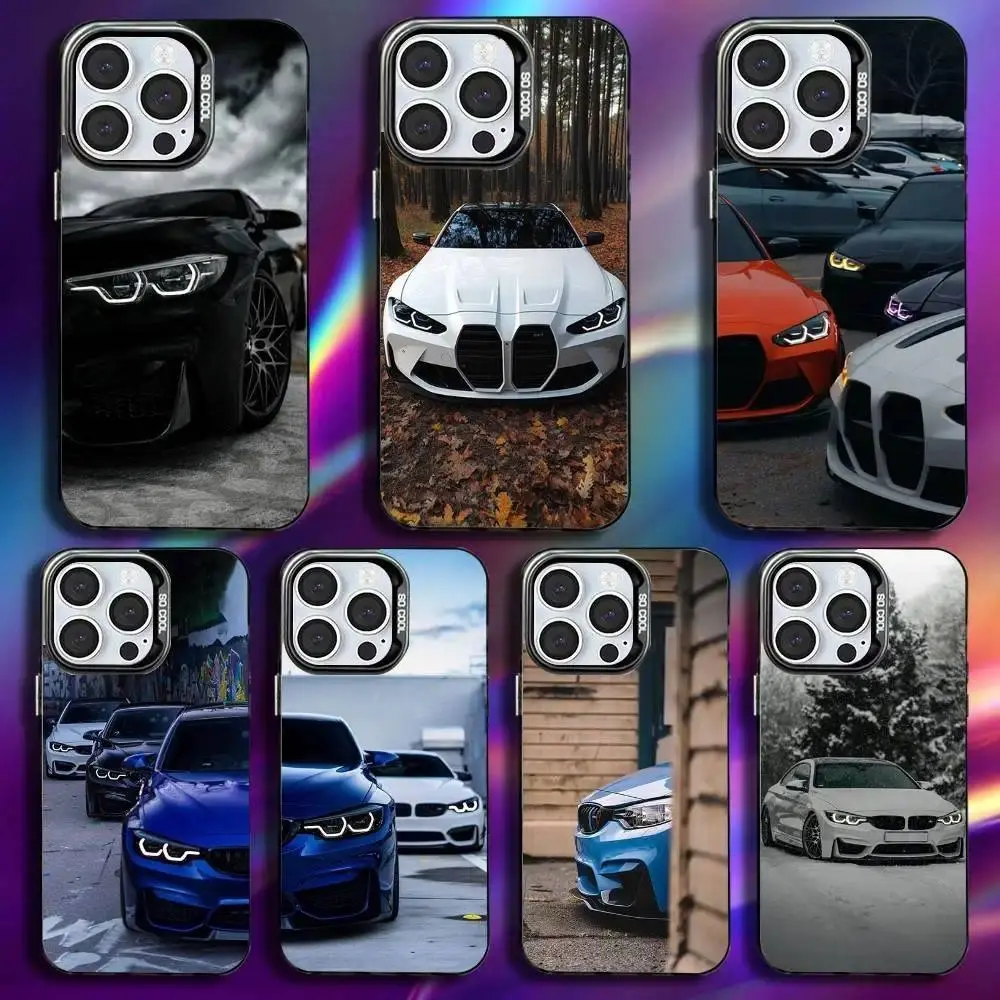 BMW Black White Car Phone Case For iPhone 11-17 Pro Max/Plus & Samsung Galaxy S23-S25 Anti Fall Black Matte Hard Bumper Protective Cover