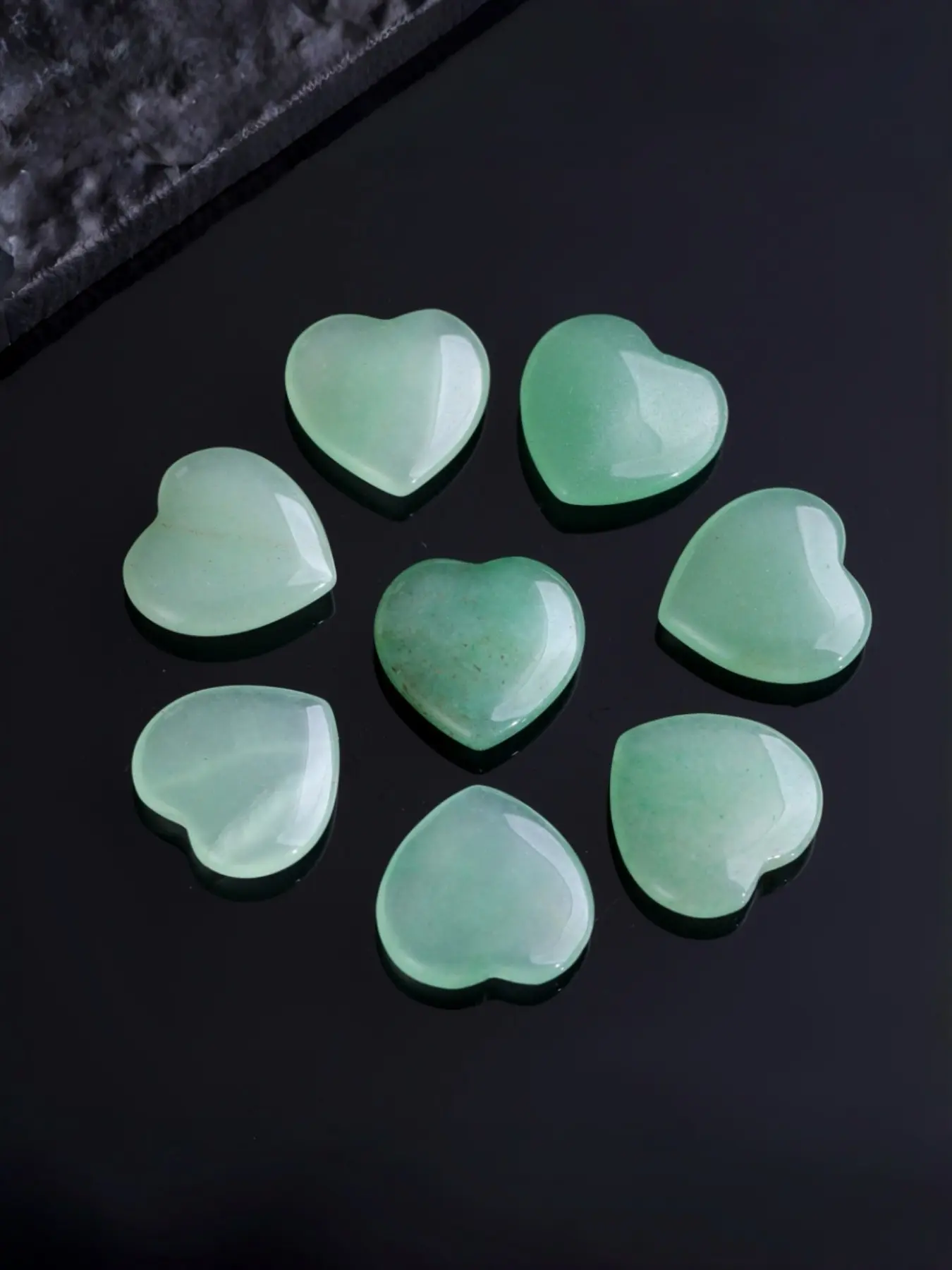 8pcs Natural Crystal Aventurine Heart DIY Jewelry, Handmade Craftsmanship, Unique Design, Perfect Gift Creative Decorative Stone