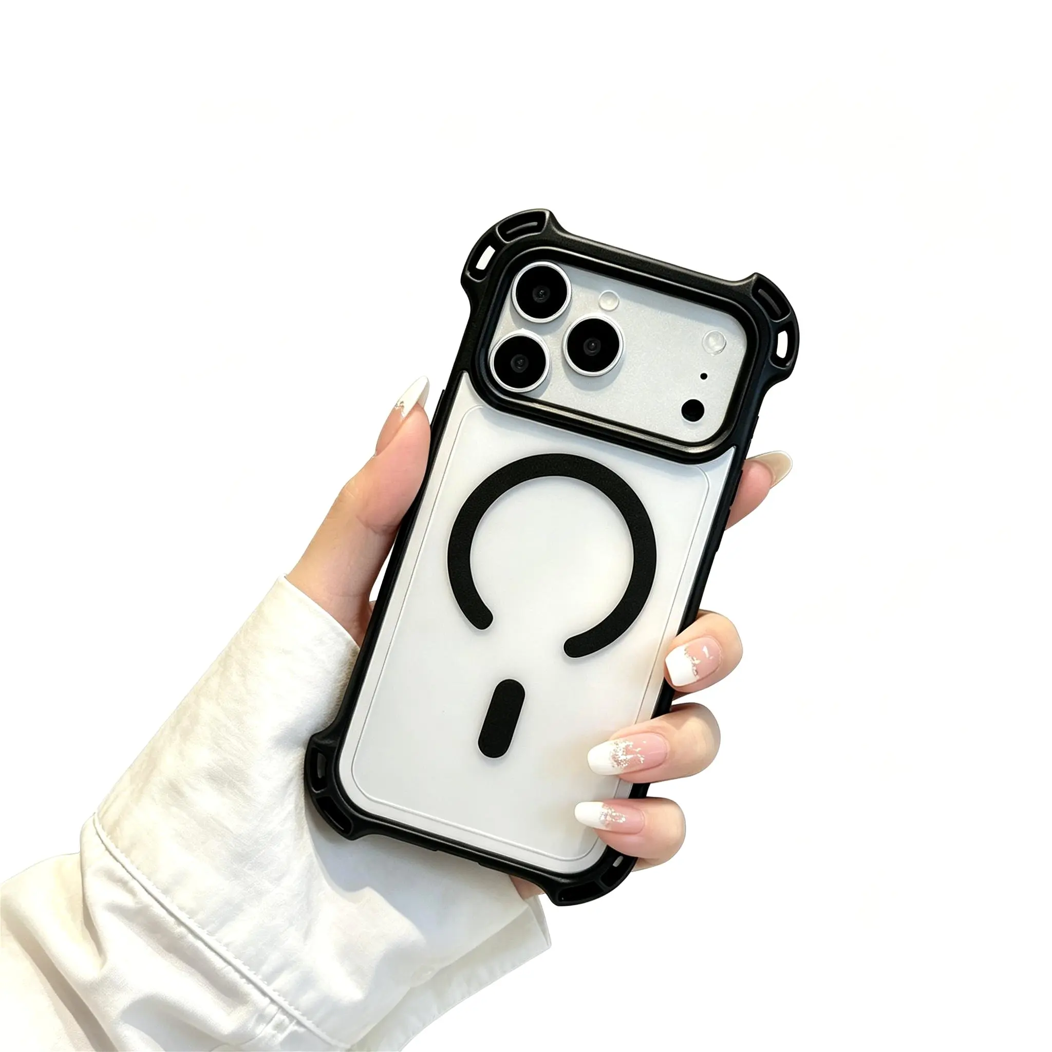 MagSafe Compatible Shockproof Transparent Phone Case for iPhone 15/16/17 Series, 7.5m Drop Resistance, Anti-Yellowing, Reinforced Corner Cushioning, Magnetic Attachment Support (For Girls)