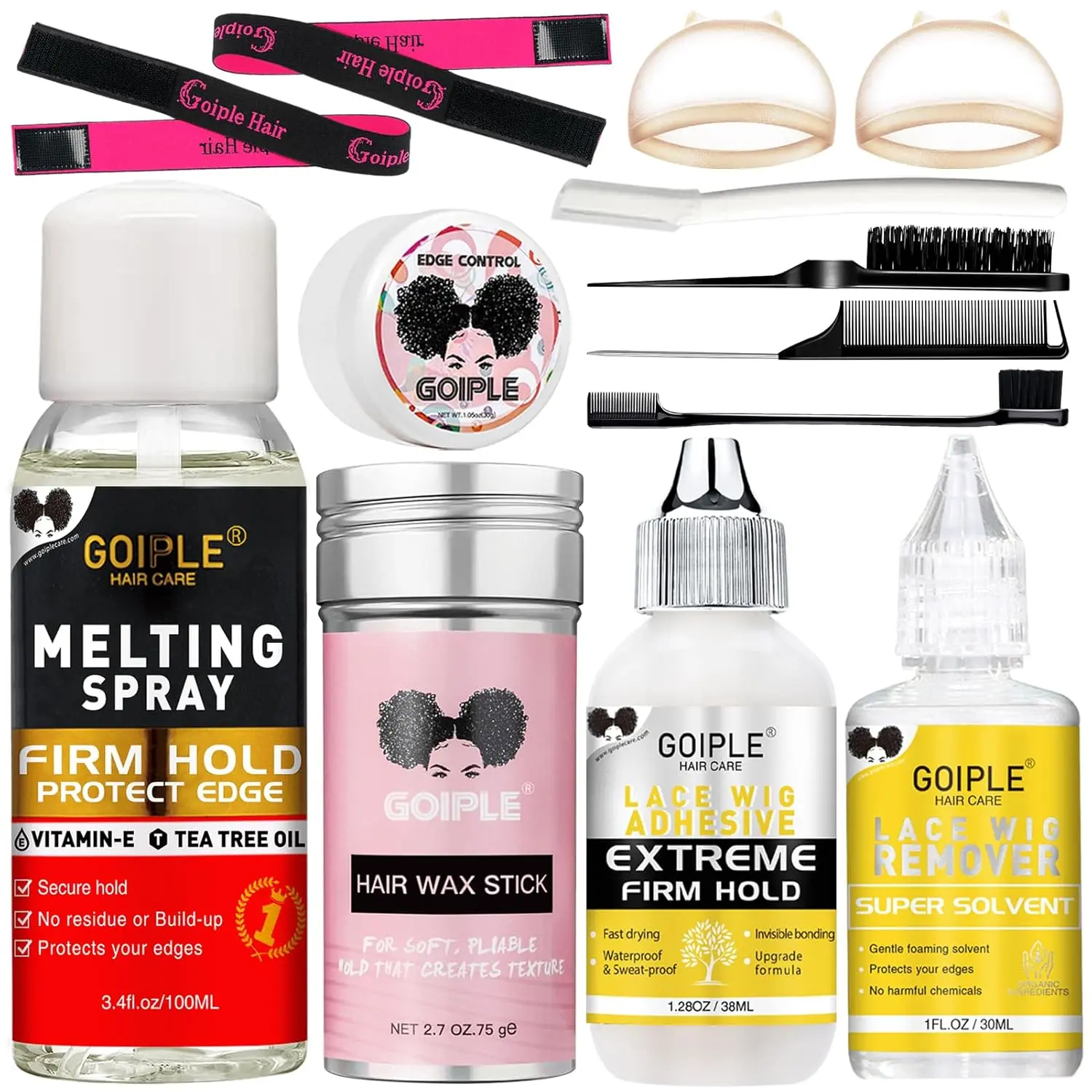 Hair Extension Adhesive Spray Kit - Lace Front Wig & Closure Glue, No Melt for Wigs & Extensions