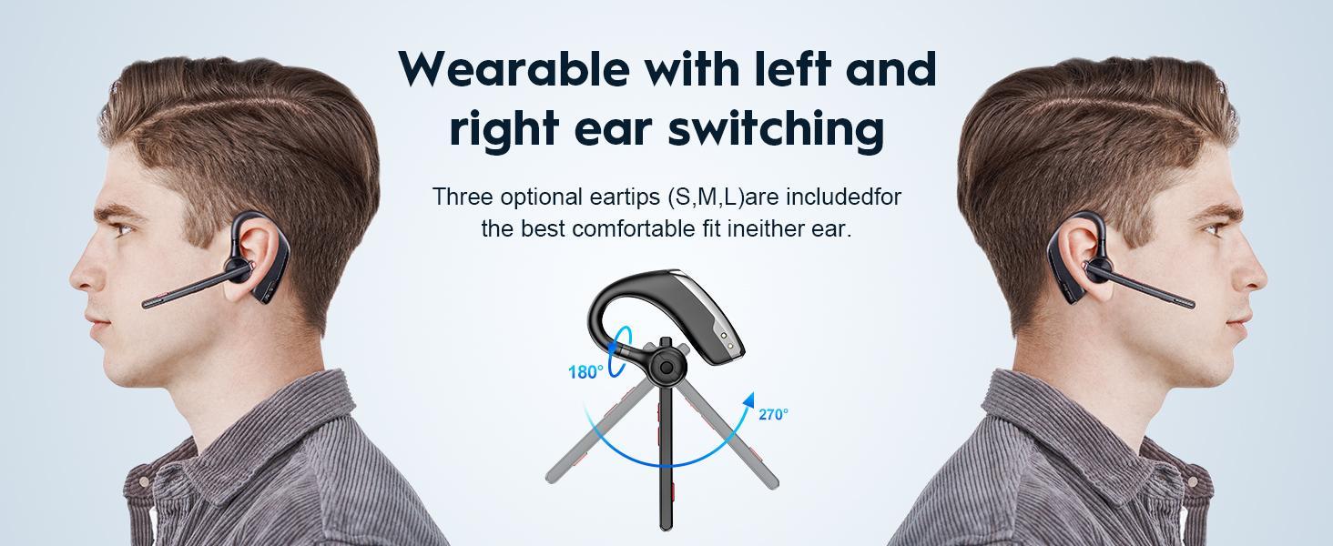New Bee Bluetooth Headset: Dual microphone noise reduction and V5.2 connectivity, enjoy 80 hours of playback time, 500mAh charging box - suitable for office and driving, as well as truck drivers