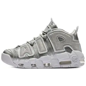 Nike Air More Uptempo OG Women’s Mid-Top Retro Basketball Shoes in Metallic Silver Verifiable, with credentials and supporting global authentication