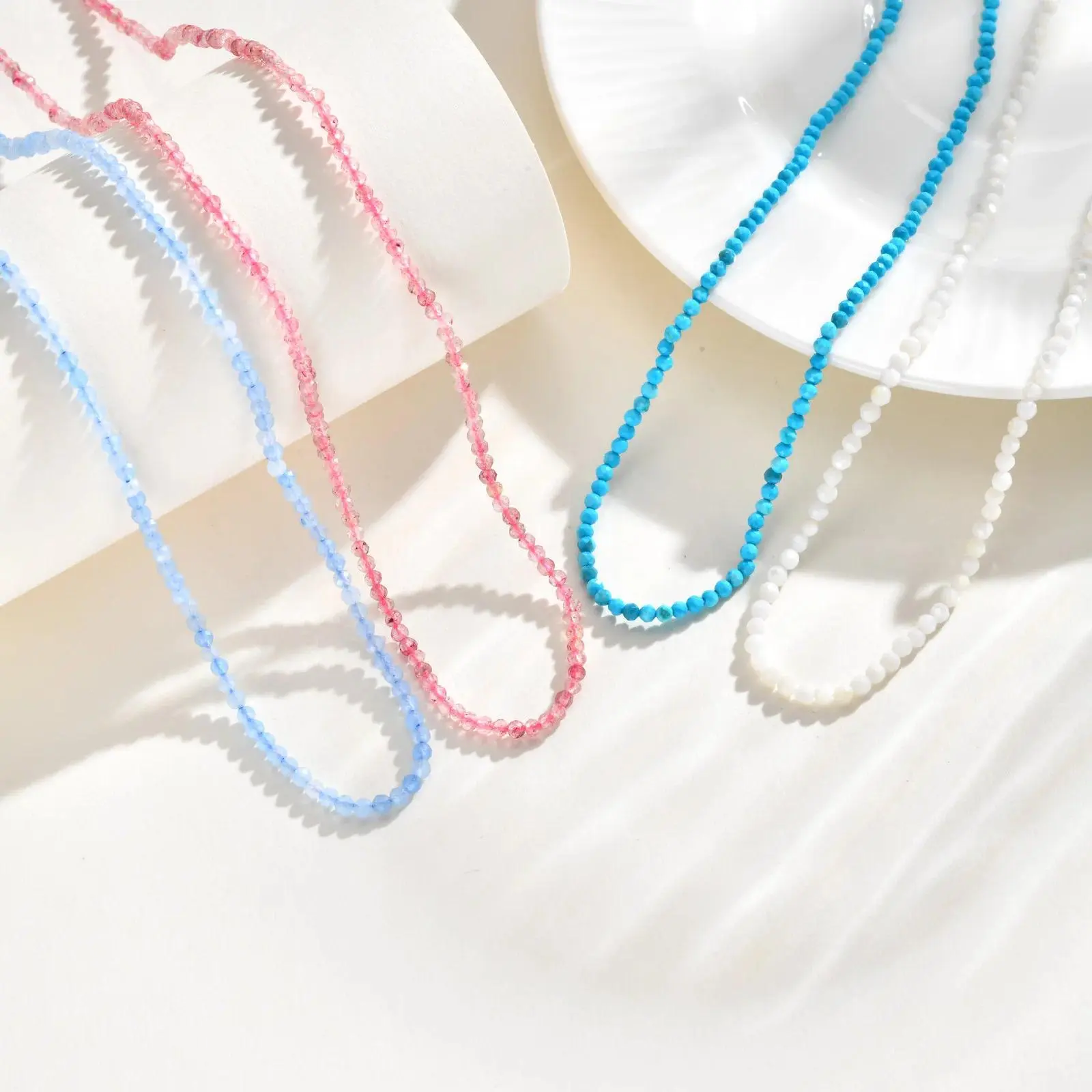 Vnox Women's Handmade Colorful Beads Choker Necklace, Hypoallergenic Lead-Free Gem Natural Stone Female Neckpiece, Summer Beach Waterproof Handmade Charm Jewelry, Halloween, Christmas