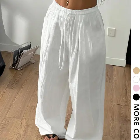 Women's Casual Beach Chic Style Lightweight Fabric Trouser Pants for Spring & Summer, Perfect for Travel & Camping, Elegant Fit for All Ages