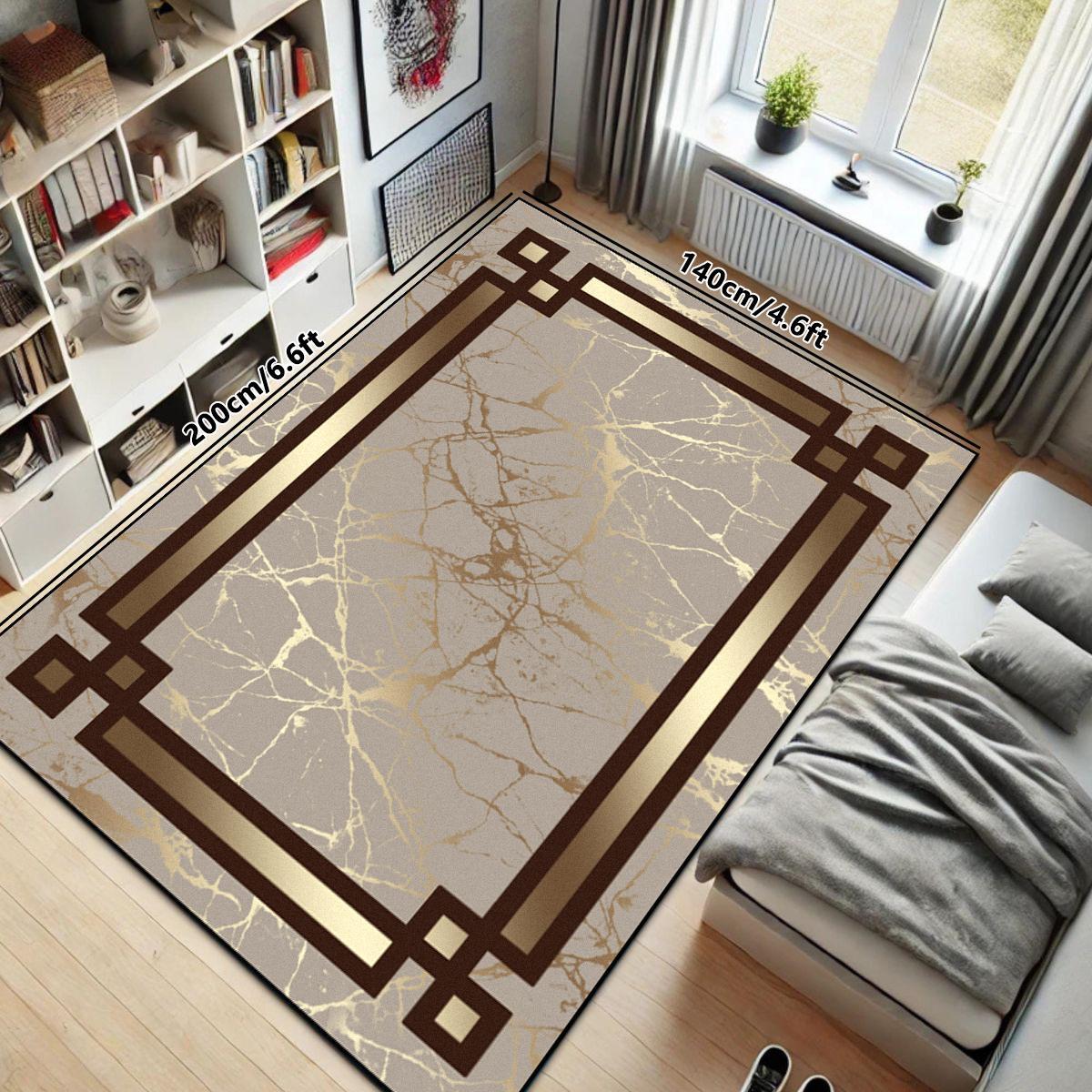Marble Pattern Floor Mat, Non-slip Soft Decorative Modern Area Rug, Fashionable Home Decor Carpet for Living Room & Bedroom