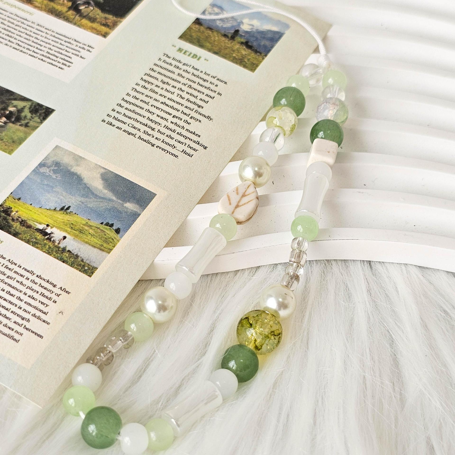 Original Chinese Style Teal Green Phone Chain Strap Charm Cute Lanyard Keychain Mobile Phone Lanyard for Airpods Case Keycord