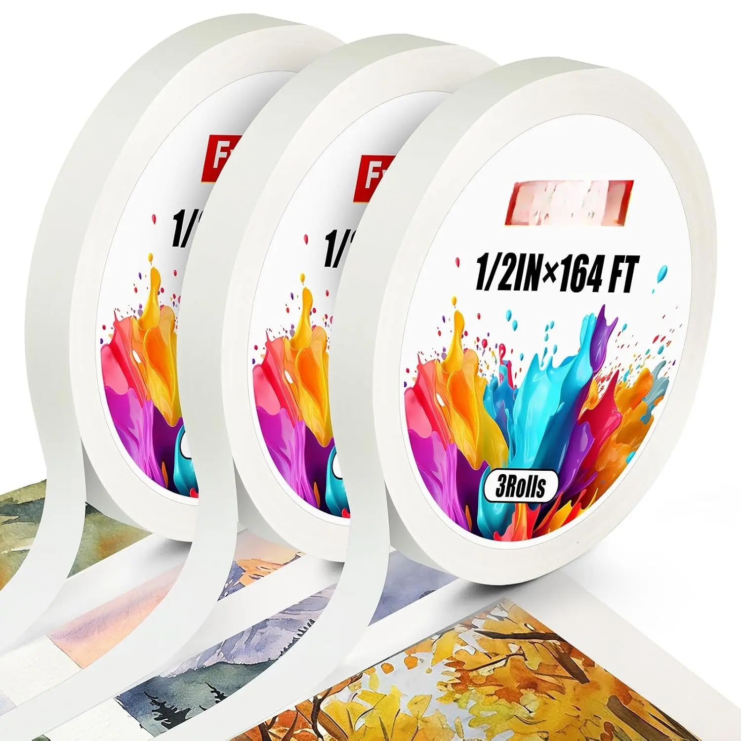 3 Rolls Artist Tape 0.5IN × 492 FT  Low Tack Watercolor Tape | Acid Free Artist Tape for Watercolor Paper Painting Drafting Masking Framing