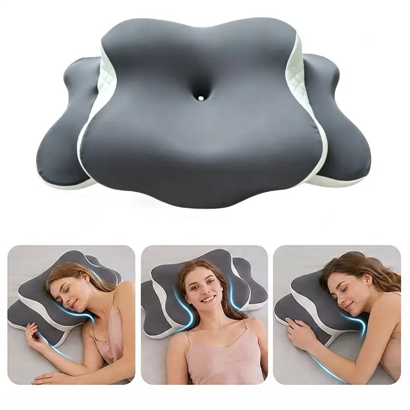 Ergonomic Side Sleeper Pillow with Ear Hole Design, Unique Shaped Cushion for Side & Back Sleeping, Soft Supportive Bedding Insert for Adults, Comfortable Head Rest for Daily Nap, Breathable Sleep Aid Accessory for Home Bedroom Decor