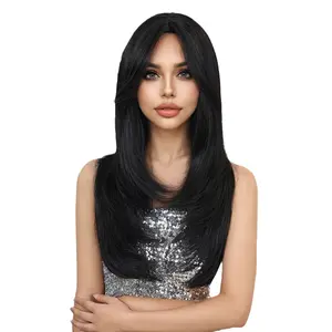 Slightly Wavy Long Wig Brown Trendy Color Figure Eight Bangs