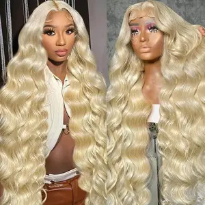 613 Blonde 13x6 HD Lace Frontal Human Hair Wig 30 32 38 Inch Body Wave Virgin Hair Frontal  Half Wigs for Black Women
