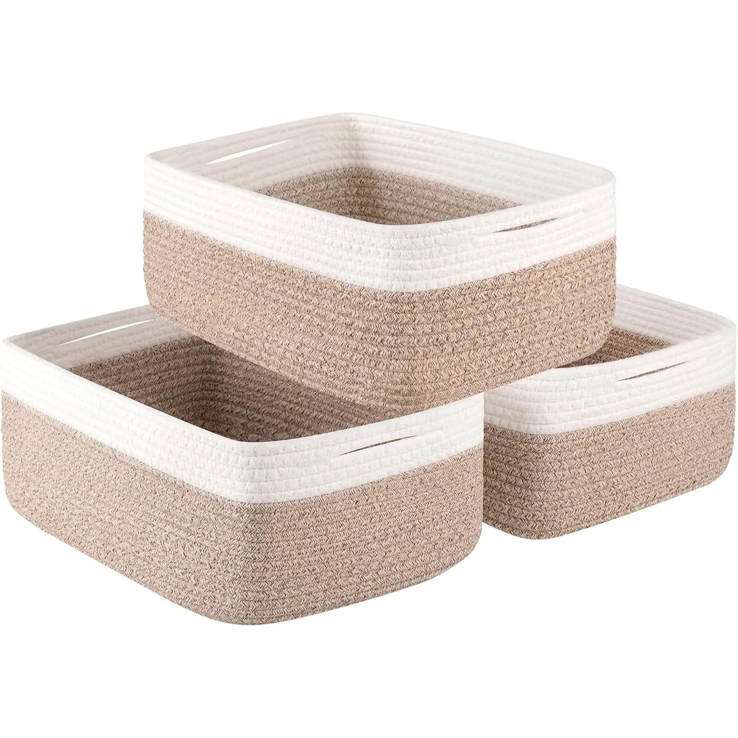 Storage Baskets for Organizing 3 Pack, Woven Baskets for Shelves, Closet Organizer Bins Empty Gift Basket Toy Storage for Toys, Books, Towels, Clothes, 15"x11.42"x6.7", Yellow