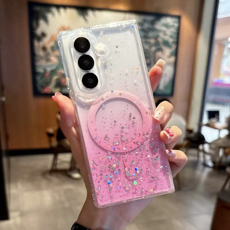 Compatible with Galaxy Z Fold7/6/5/4/3,Z Flip7/6/5/4/3, Magnetic Gradient Glitter Sequins Shockproof Fold Phone Case HNZ0648