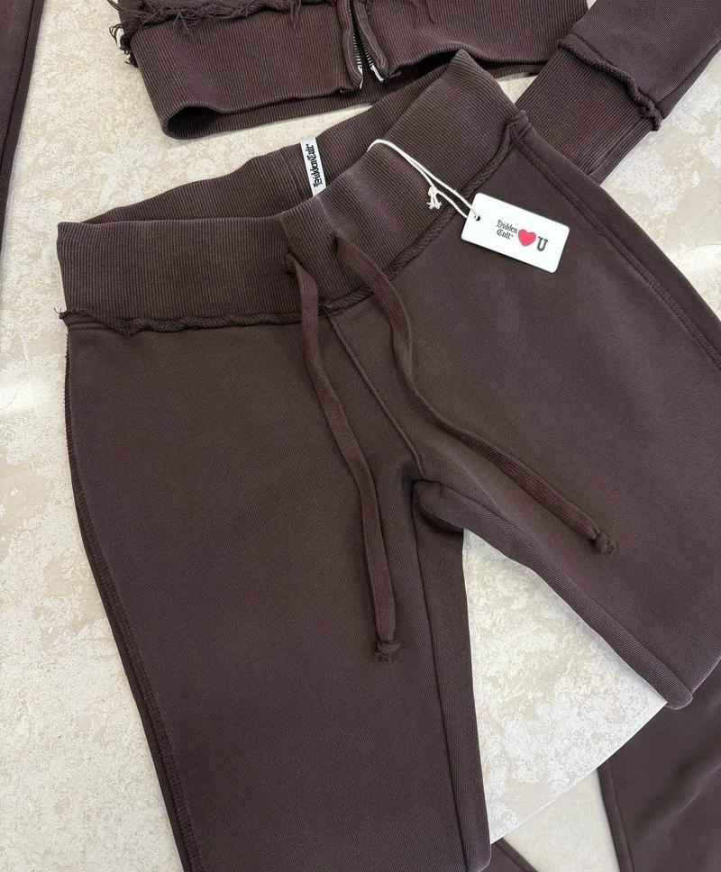 Women's Contrast Waist Knitted Hoodie and Slim Fit Bell Bottom Pants Set Stylish Casual Athleisure Outfit with Stretchy Design Comfortable and Trendy Sportswear Set for Daily Wear